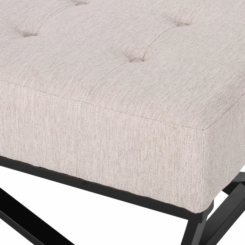 Ottoman with Cushioned Top, Sturdy Frame, and Space-Saving Design, 47.25" L x 17.5" W x 16.5" H, Beige