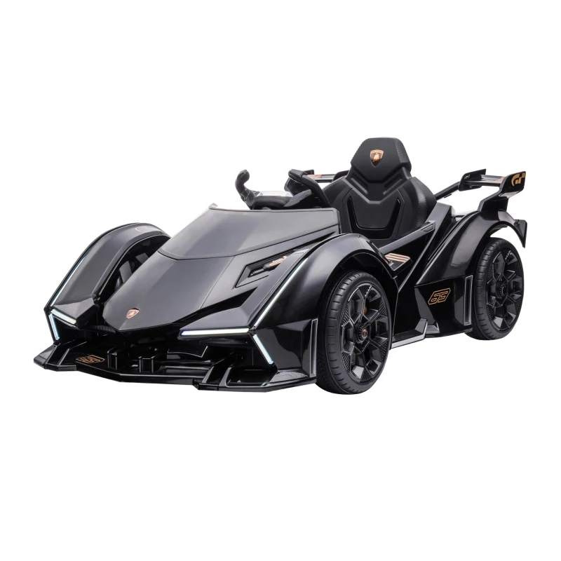Aosom 12V Electric Ride-on Car, Licensed Lamborghini V12 Vision Gran Turismo Battery-Powered Ride-on Toy with Remote Control, Music, LED Lights, for 3-6 Year Old Boys and Girls, Black(m-11)