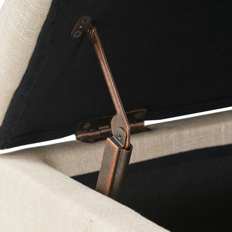 Storage Ottoman with Contemporary Design, Upholstered Seating, Versatile Storage Bench, 51.25" L x 17.5" W x 16.25" H, Light beige