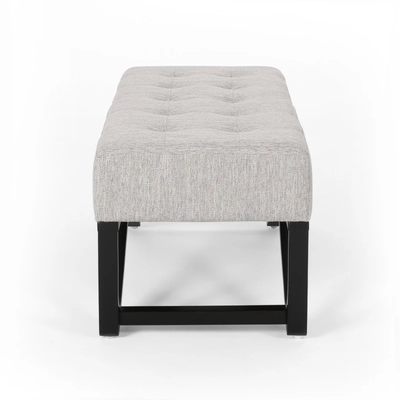Ottoman with Cushioned Top, Sturdy Frame, and Space-Saving Design, 47.25" L x 17.5" W x 16.5" H, Light Gray