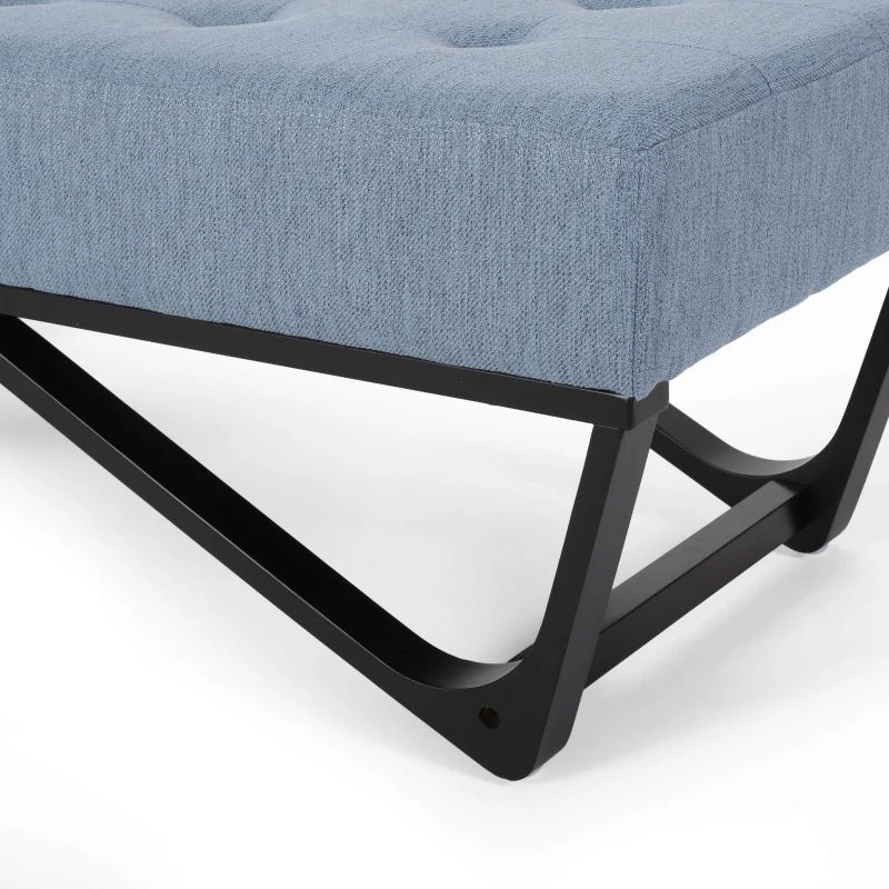 Ottoman with Cushioned Top, Sturdy Frame, and Space-Saving Design, 47.25" L x 17.5" W x 16.5" H, Light Blue