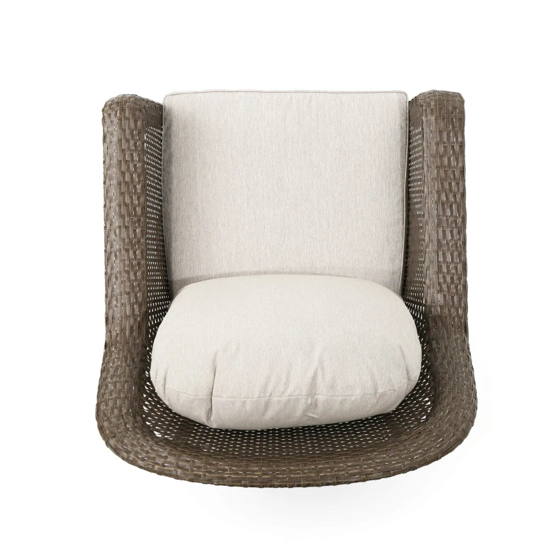 Swivel Club Chair Set of 2 with Water-Resistant Cushions, Outdoor Patio Furniture with Weather-Resistant Wicker, and Durable Rattan and Iron Construction, 29.5" L x 33" W x 35.75" H, Brown