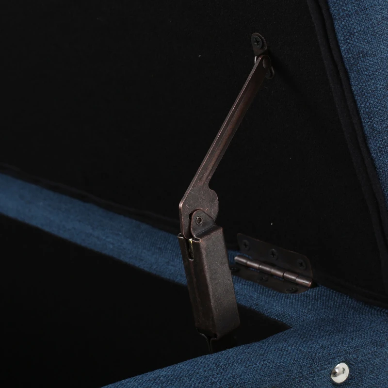 Fabric Storage Ottoman Bench with Solid Wood Construction, Versatile Seating and Storage, 42" L x 18.25" W x 18.25" H, Navy Blue