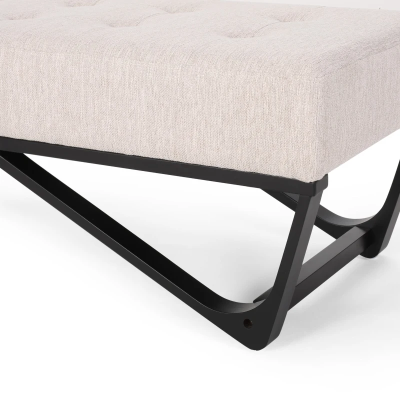 Ottoman with Cushioned Top, Sturdy Frame, and Space-Saving Design, 47.25" L x 17.5" W x 16.5" H, Beige