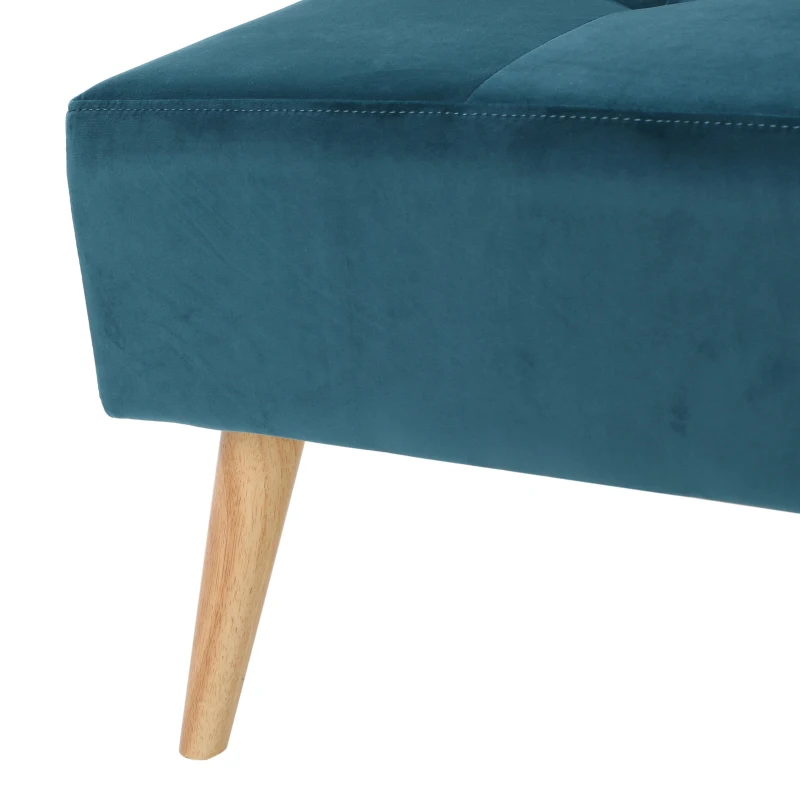 Velvet Ottoman with Cushioned Top, Sturdy Frame, and Space-Saving Design, 30.5" L x 30.5" W x 17" H, Teal