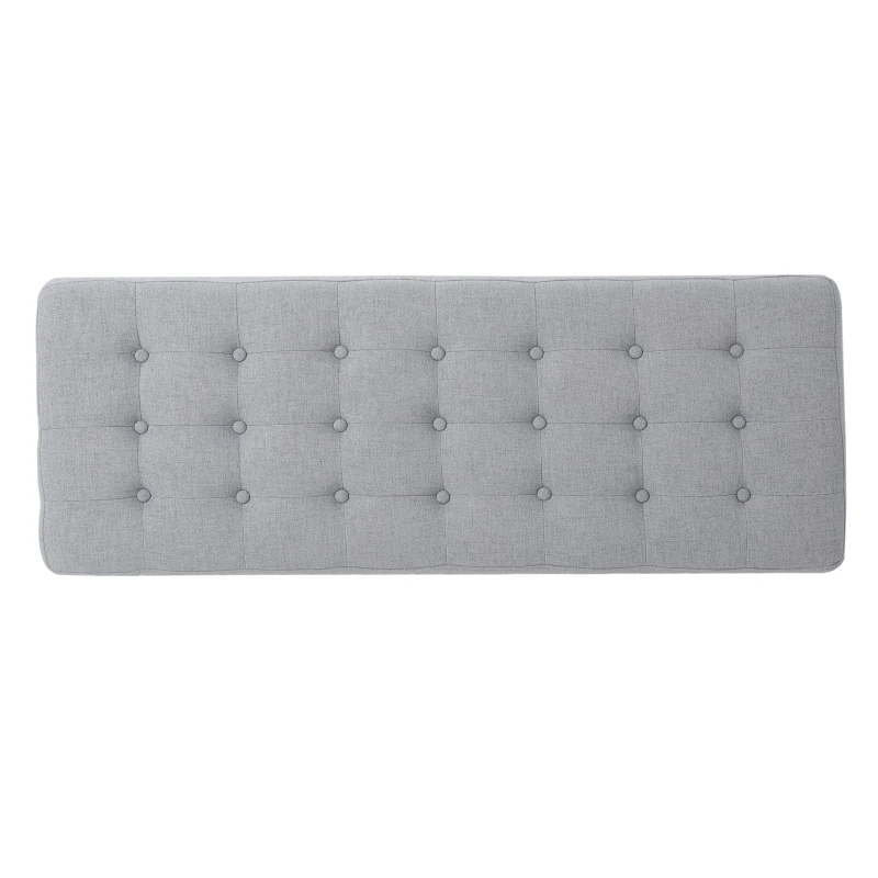 Fabric Ottoman with Cushioned Top, Sturdy Frame, and Space-Saving Design, 43.5" L x 15.75" W x 17" H, Light Gray