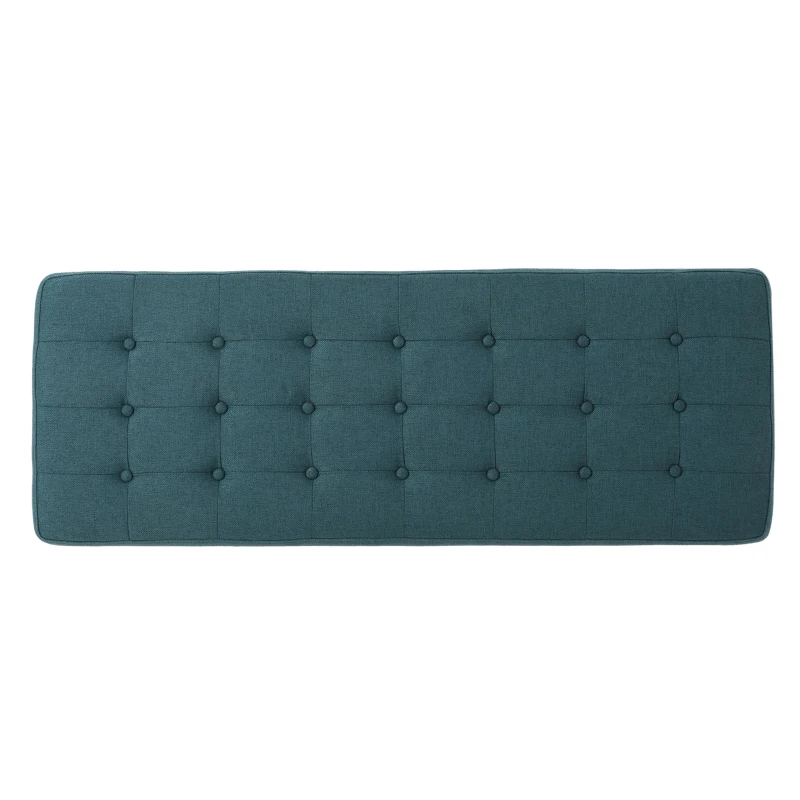 Fabric Ottoman with Cushioned Top, Sturdy Frame, and Space-Saving Design, 43.5" L x 17" W x 17" H, Teal