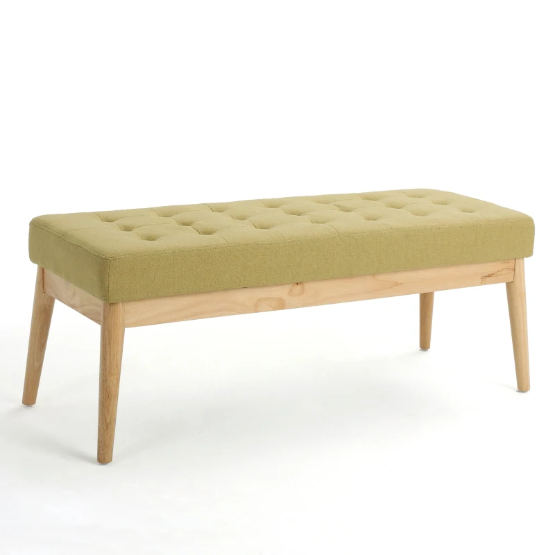 Fabric Ottoman with Cushioned Top, Sturdy Frame, and Space-Saving Design, 43.5" L x 15.75" W x 17" H, Yellow