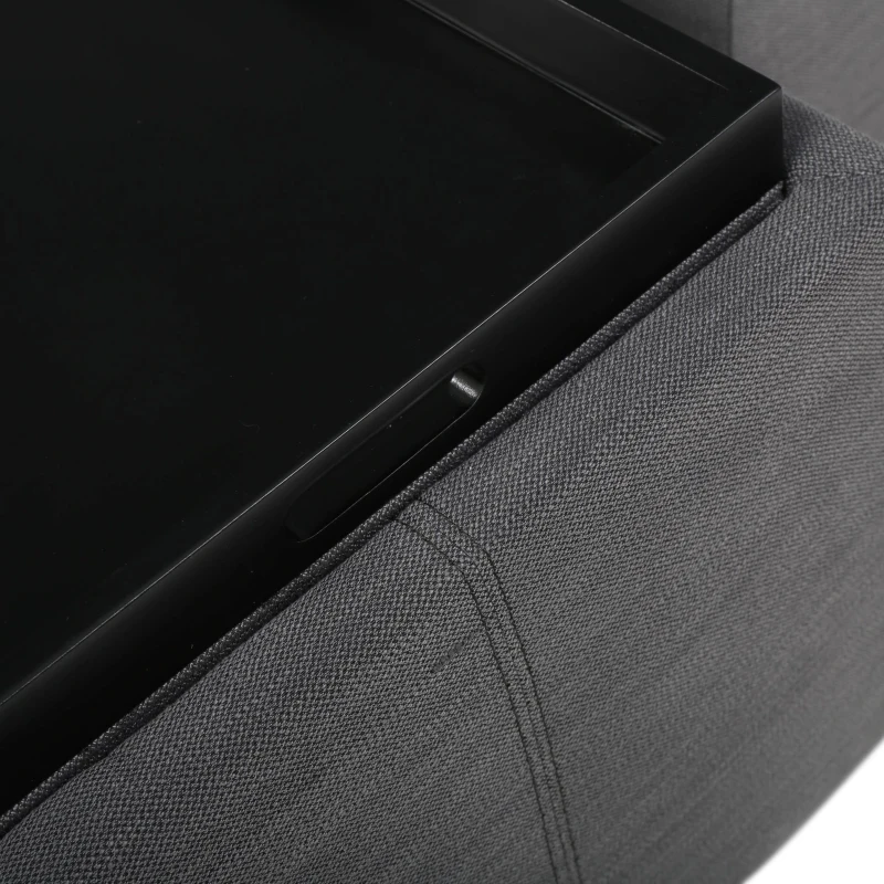 Storage Ottoman Bench with 2 Nested Ottoman Cubes, Wood Construction with Fabric Upholstery, Pre-Assembled, 34.25" L x 16.8" W x 16" H, Gray