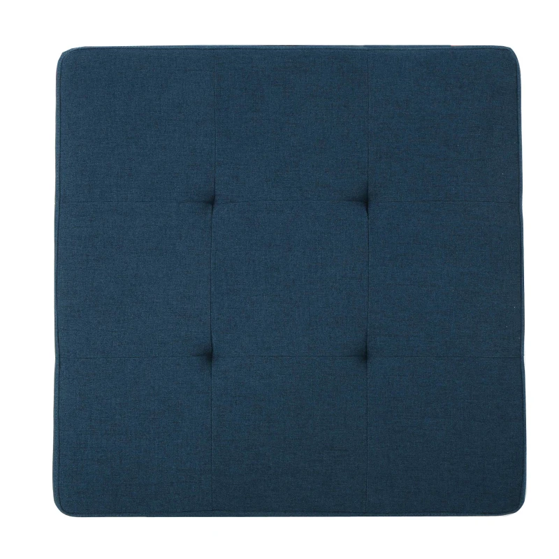 Storage Ottoman with Tufted Waffle Stitch, Contemporary Design, Ample Storage Space, Rolling Casters, 31" L x 31" W x 15.25" H, Navy Blue