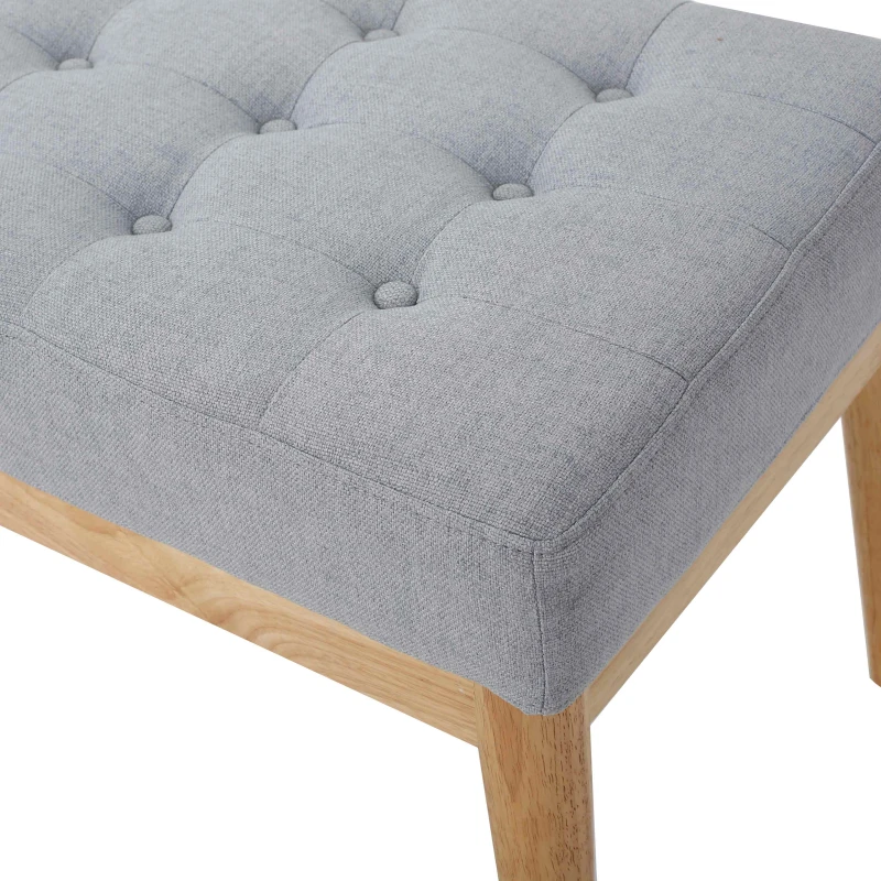 Fabric Ottoman with Cushioned Top, Sturdy Frame, and Space-Saving Design, 43.5" L x 15.75" W x 17" H, Light Gray