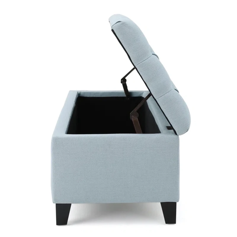 Storage Ottoman with Contemporary Design, Upholstered Seating, Versatile Storage Bench, 51" L x 17.5" W x 17" H, Blue