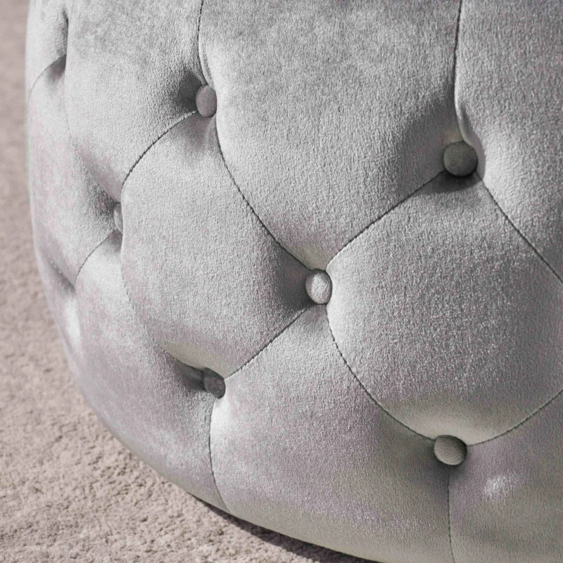 Velvet Ottoman with Cushioned Top, Sturdy Frame, and Space-Saving Design, 30" L x 30" W x 14.5" H, Smoke