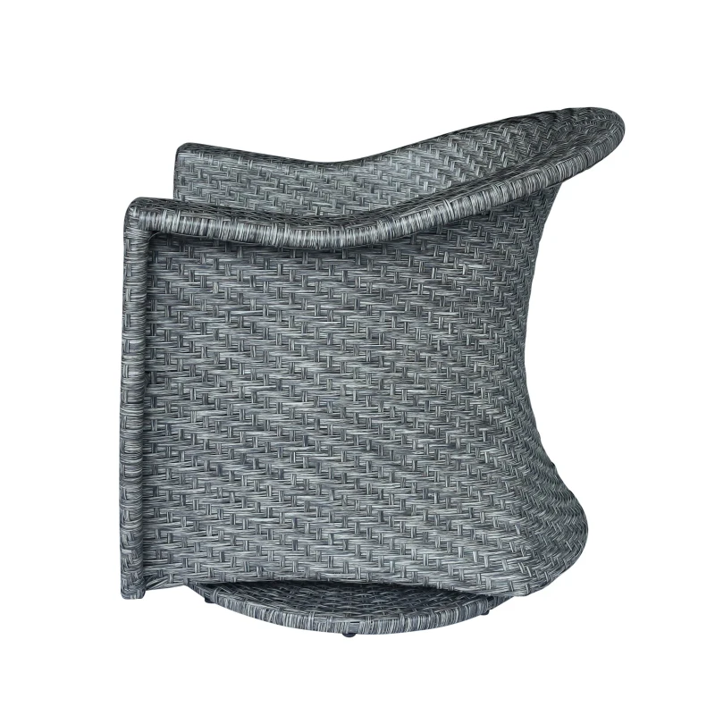Modern Wicker Patio Chair with Water-Resistant Cushions, Swivel Chair, No Assembly Required, 28.25" x 28" x 29.5", Gray+Black