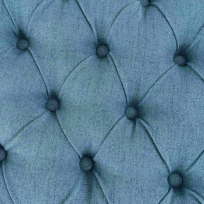 Storage Ottoman with Birch Legs, Hand-Tufted Fabric, 50" L x 20.5" W x 18.25" H, Spot Clean, Blue