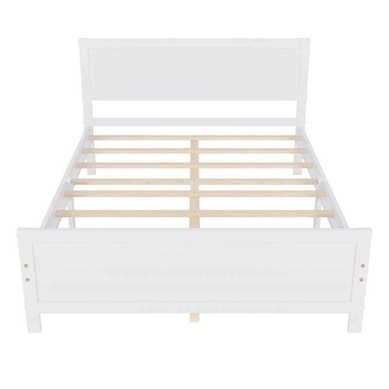 Vinsetto Farmhouse Style Queen Size Wood Platform Bed Frame with Headboard, Mattress Foundation with Wood Slat Support, No Box Spring Needed, 6.06" Underbed Clearance, 500 lbs Weight Capacity, White