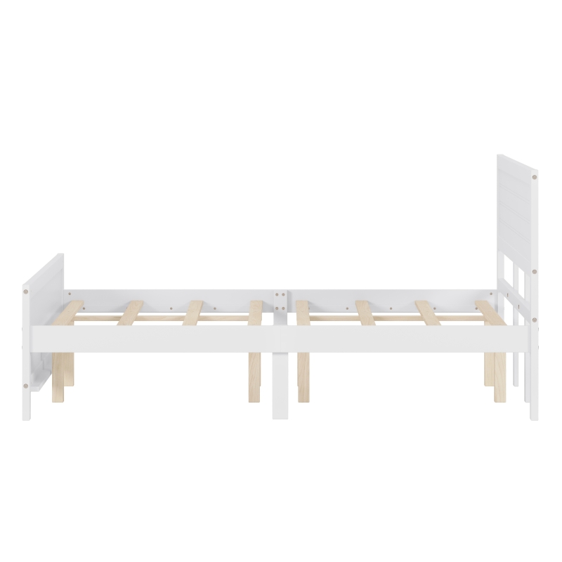 Vinsetto Farmhouse Style King Size Wood Platform Bed Frame with Headboard, Mattress Foundation with Wood Slat Support, No Box Spring Needed, 600 lbs Weight Capacity, 6.06" Underbed Clearance, White
