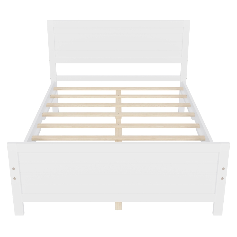Vinsetto Farmhouse Style Full Size Wood Platform Bed Frame with Headboard, Mattress Foundation with Wood Slat Support, No Box Spring Needed, 450 lbs Capacity, 6.06" Underbed Clearance, White