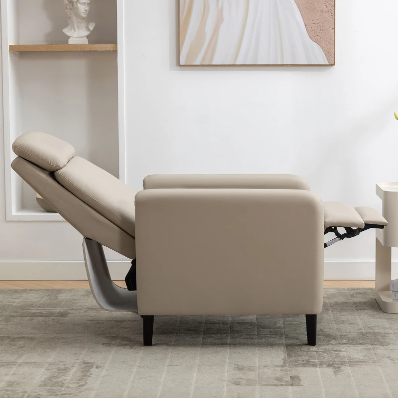 Modern Adjustable Recliner Chair, PU Leather, Fully-Padded, 330 lbs Capacity, Easy Assembly, 27.2" x 33.1" x 41.3", Beige