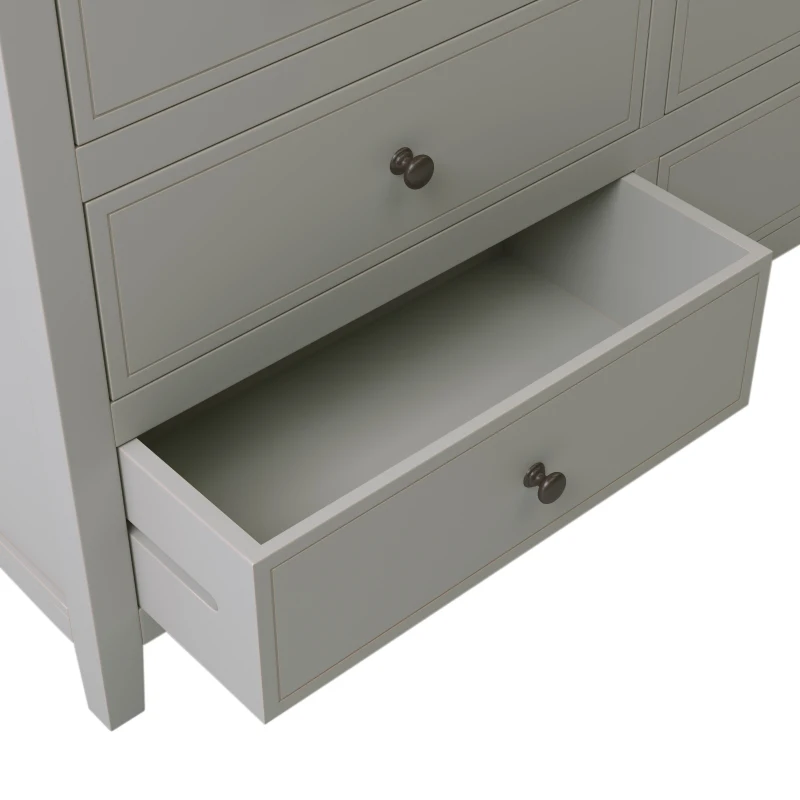Vinsetto 7-Drawer Solid Wood Dresser with Pine Wood Frame, Smooth Glide Drawers and Safety Stops, 51.38" x 34.45" x 18.7", Gray