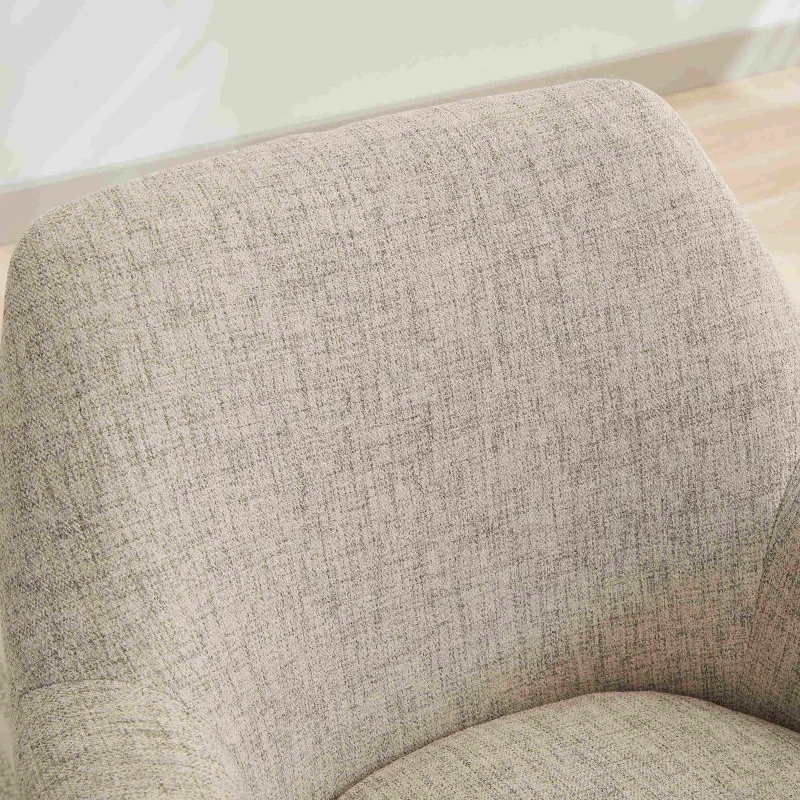 U-shaped Fully Assembled Swivel Linen Accent Armchair with Solid Wood Base, 360° Rotation, 30.7" L x 30.7" W x 30.9" H, Flax Beige