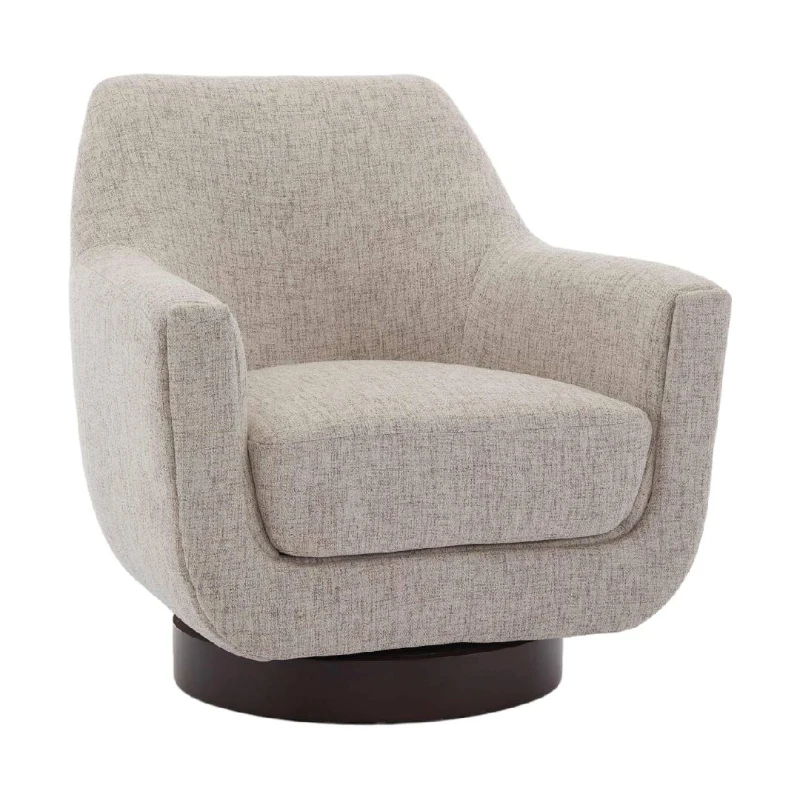 U-shaped Fully Assembled Swivel Linen Accent Armchair with Solid Wood Base, 360° Rotation, 30.7" L x 30.7" W x 30.9" H, Flax Beige