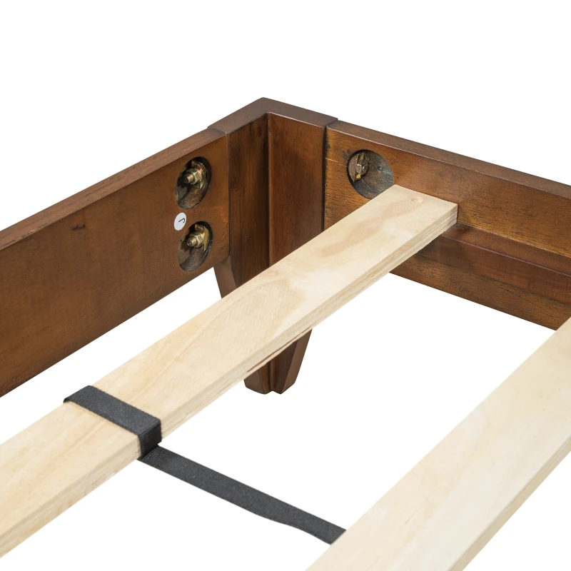 Vinsetto Mid-Century Modern Queen Size Platform Bed with Solid Pine Wood Frame, Wood Slat Support, No Box Spring Needed, 500 lbs Weight Capacity, Easy Assembly, Walnut