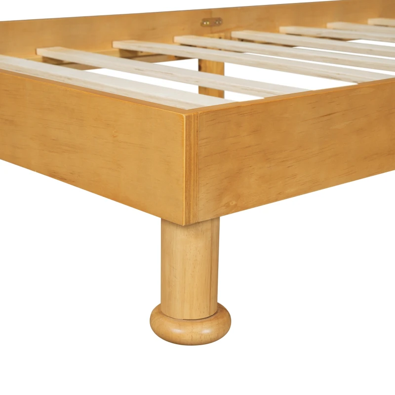 Kids Twin Size Cookie-Shaped Platform Bed with Solid Pine Wood Structure, Easy Drop-In Mattress Setup, 77.6" x 41.3" x 37.4", Walnut