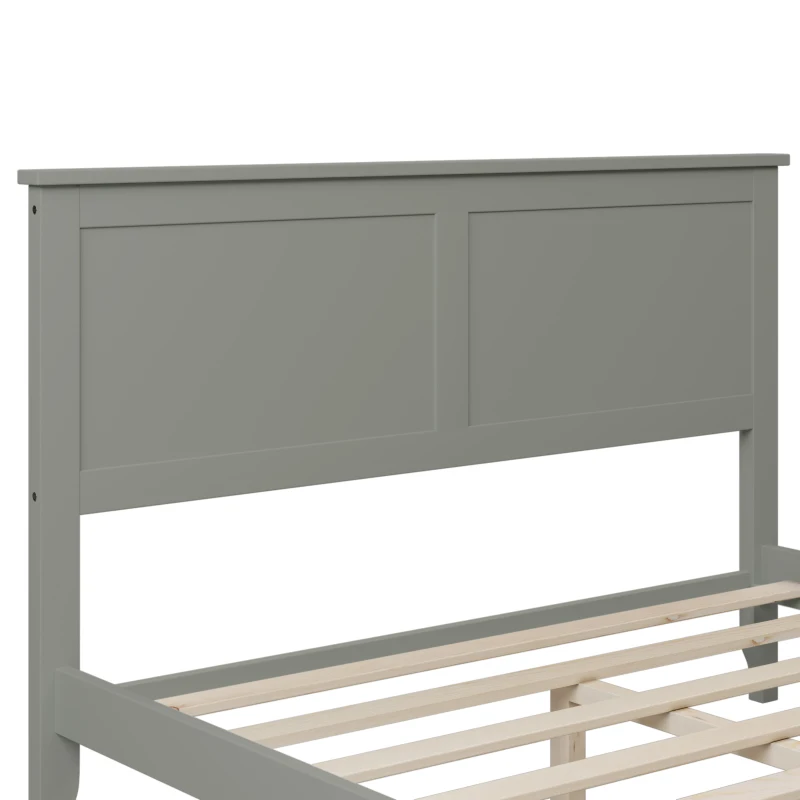 Vinsetto Modern Solid Wood Full Platform Bed, Pine Wood and MDF Frame, Slat Design Headboard, 600 lbs Weight Capacity, No Box Spring Required, 79.92" x 54.33" x 38.2", Gray