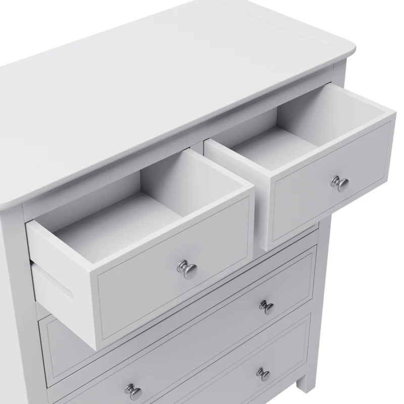 Vinsetto 5-Drawer Solid Wood Chest with Pine Wood Frame, Smooth Glide Drawers and Safety Stops, 40.75" x 35.63" x 18.7", White