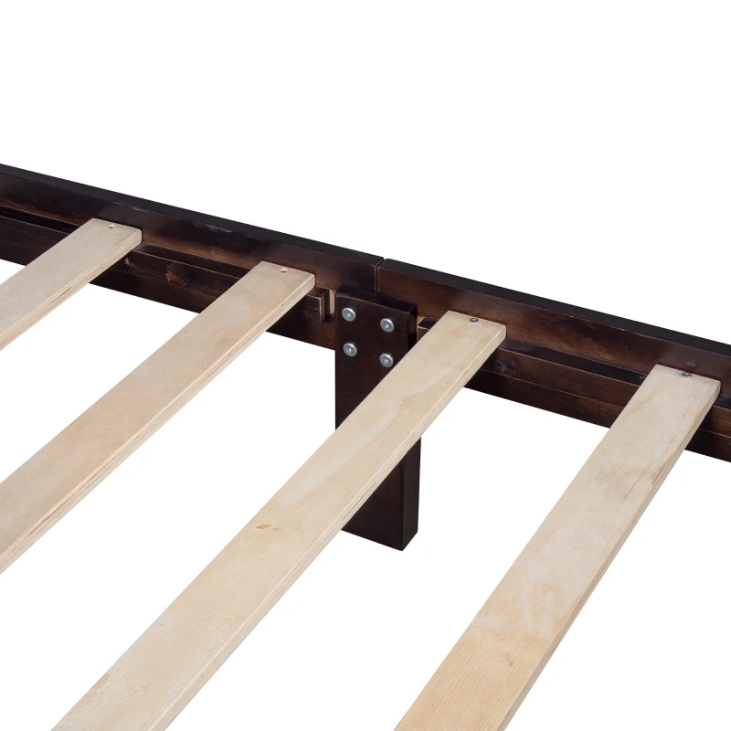 Vinsetto Farmhouse Wooden Platform Queen Size Bed with Curl Design Headboard and Footboard, Sturdy Structure, Easy Assembly, 84.1" x 64.2" x 51.8", Espresso