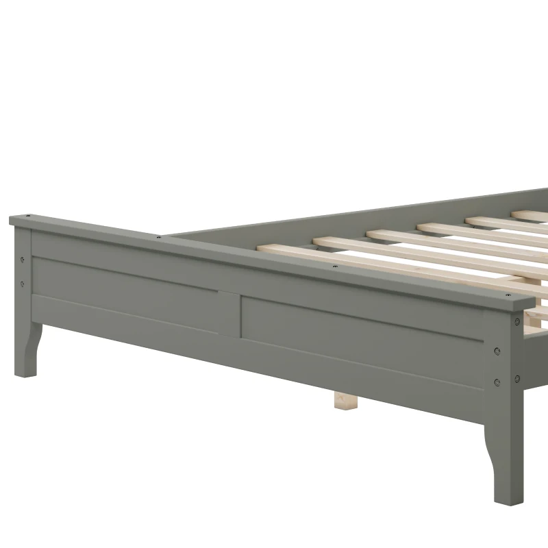 Vinsetto Modern Solid Wood Full Platform Bed, Pine Wood and MDF Frame, Slat Design Headboard, 600 lbs Weight Capacity, No Box Spring Required, 79.92" x 54.33" x 38.2", Gray