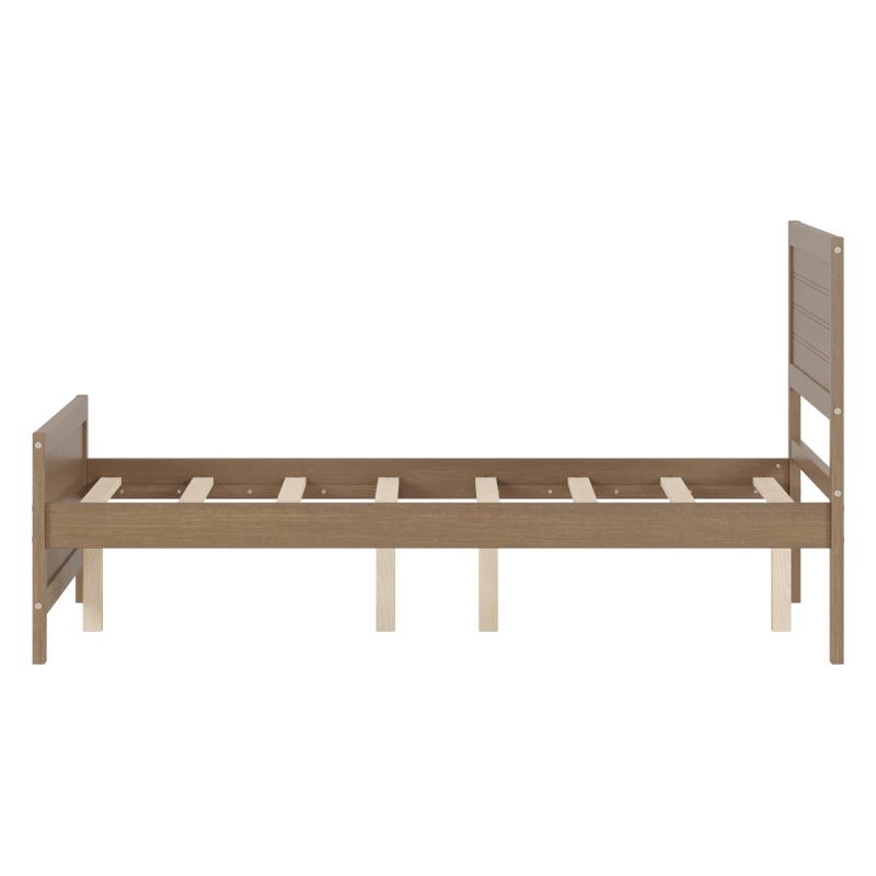 Vinsetto Farmhouse Style Full Size Wood Platform Bed Frame with Headboard, Mattress Foundation with Wood Slat Support, No Box Spring Needed, 6.06" Underbed Clearance, 450 lbs Weight Capacity, Walnut