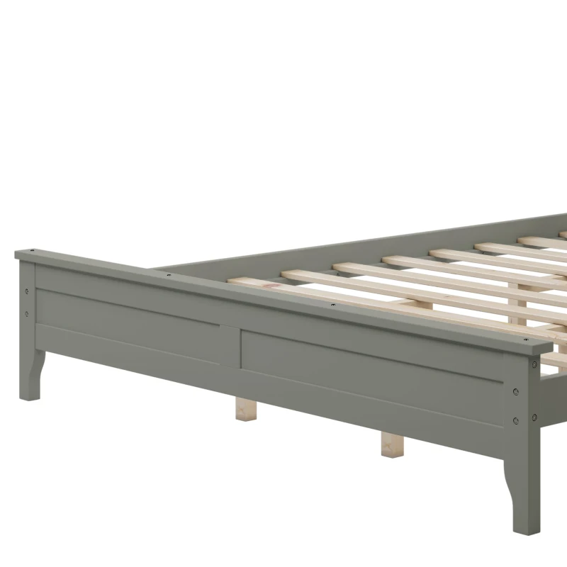 Vinsetto Modern Solid Wood Queen Size Bed, Pine Wood and MDF Frame, Slat Design Headboard, 600 lbs Weight Capacity, No Box Spring Required, Adjustable Bed Compatible, Gray