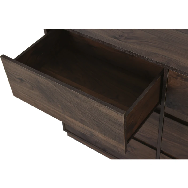 Vinsetto Mid-Century Modern 6-Drawer Dresser, Dark Walnut Finish, Smooth Metal Runners, Easy to Clean, Scratch Resistant, 47.2" x 15.7" x 31.4", Dark Brown