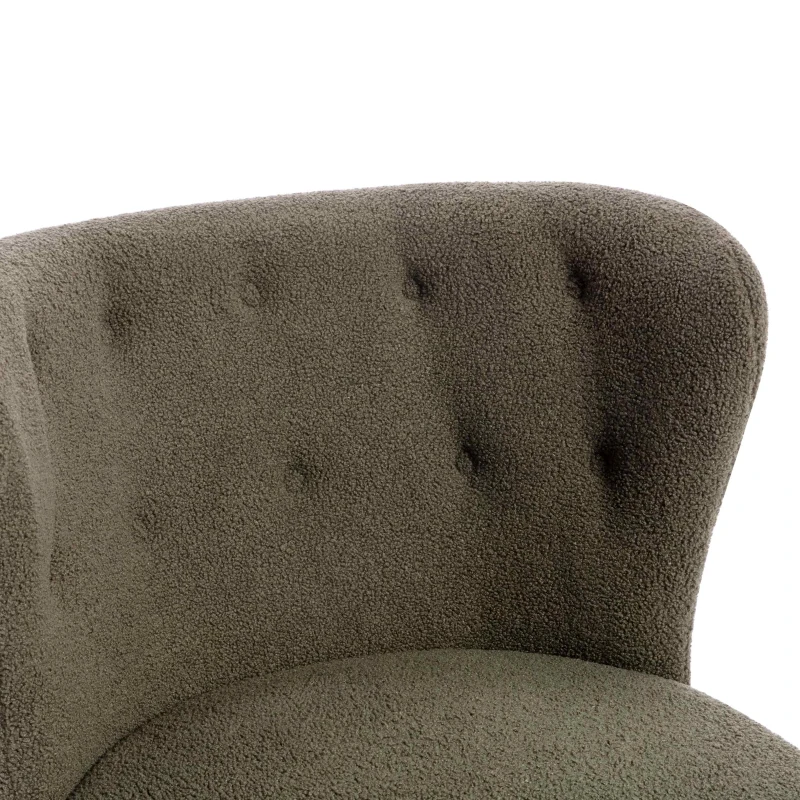 Accent Upholstered Armless Chair Lambskin Sherpa Single Sofa Chair with Wooden Legs, Modern Reading Chair for Living Room Bedroom Small Spaces, 29.5"x20.5"x26", Green