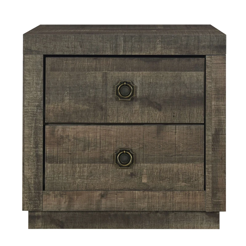 Vinsetto Farmhouse Style Rustic Brown 2-Drawer Nightstand, End Table for Bedroom and Living Room, MDF and Particleboard, 23.6" x 16.5" x 23", Rustic Brown