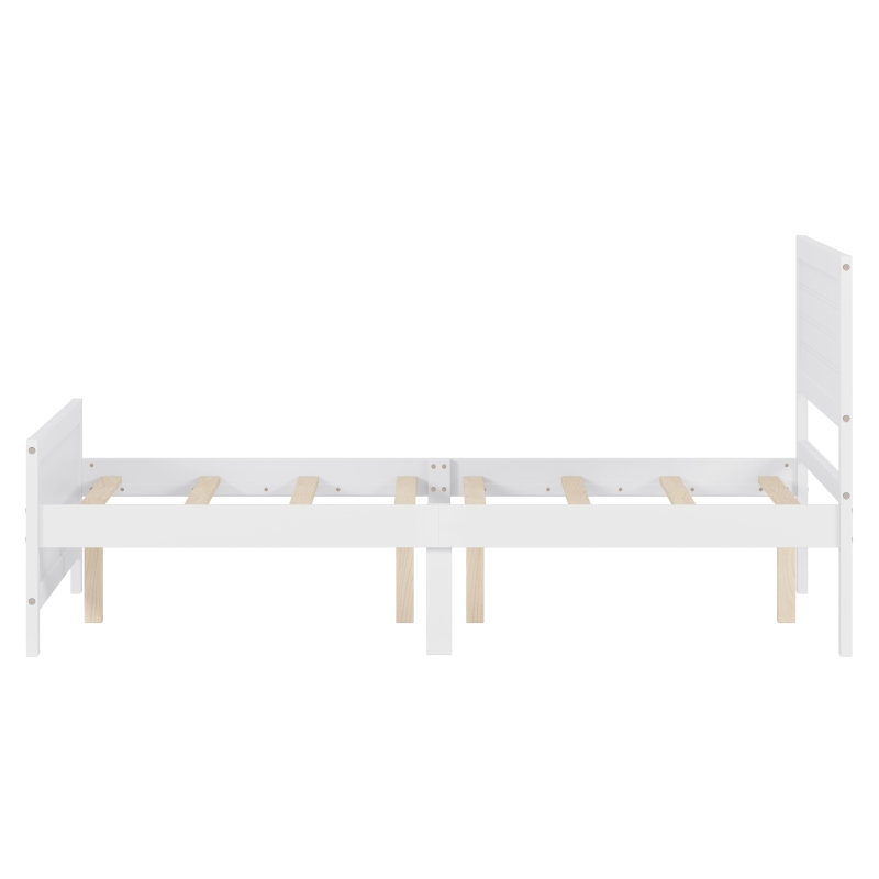 Vinsetto Farmhouse Style Queen Size Wood Platform Bed Frame with Headboard, Mattress Foundation with Wood Slat Support, No Box Spring Needed, 6.06" Underbed Clearance, 500 lbs Weight Capacity, White