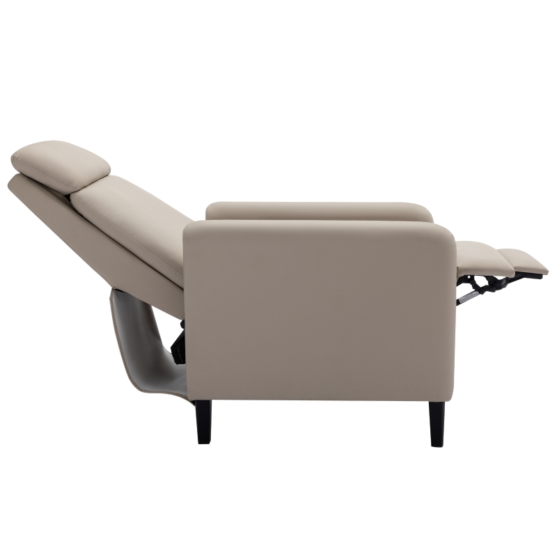 Modern Adjustable Recliner Chair, PU Leather, Fully-Padded, 330 lbs Capacity, Easy Assembly, 27.2" x 33.1" x 41.3", Beige