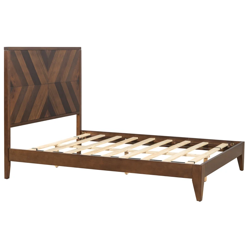Vinsetto Mid-Century Modern Full Size Platform Bed with Solid Pine Wood Frame, Wood Slat Support, No Box Spring Needed, 400 lbs Weight Capacity, Walnut