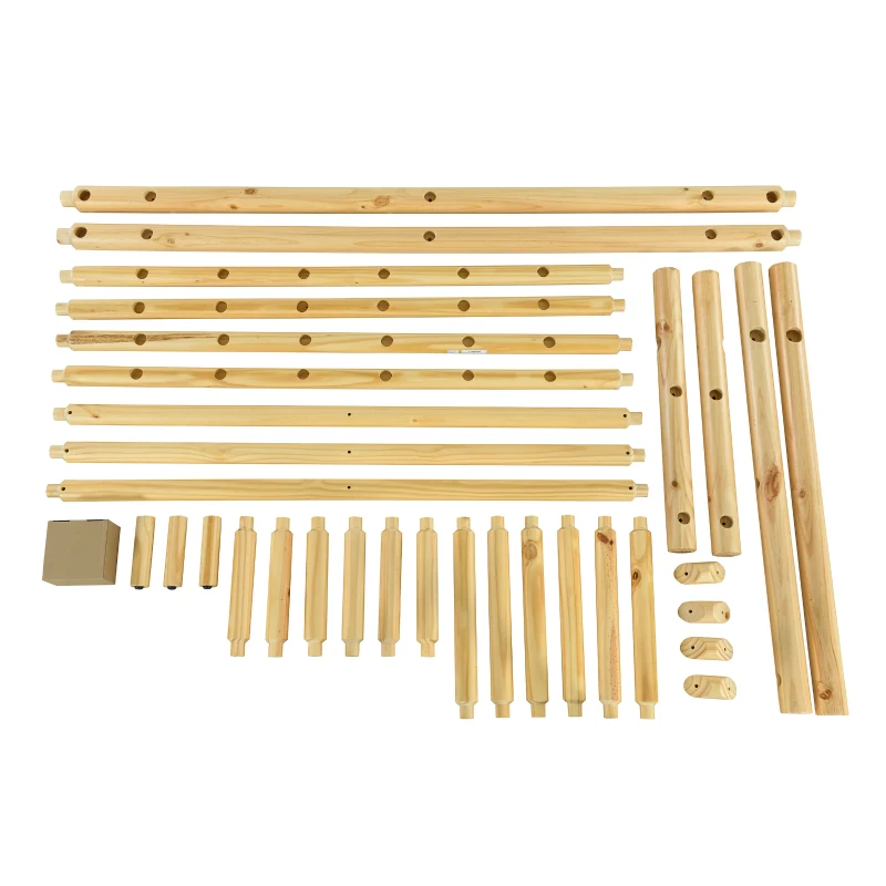 Vinsetto Farmhouse Queen Size Log Bed Frame, Rustic Solid Pine Cylinder Construction, Fits Mattresses and Box Springs, Natural Finish, 85.8" x 65.9" x 48.0", Natural