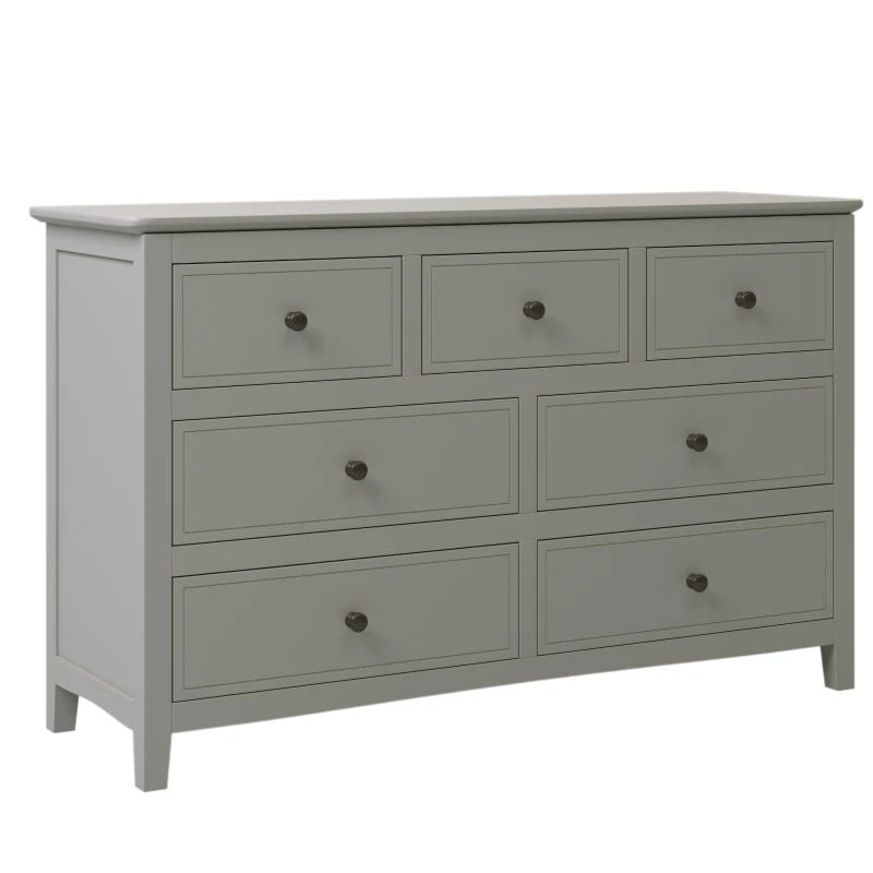 Vinsetto 7-Drawer Solid Wood Dresser with Pine Wood Frame, Smooth Glide Drawers and Safety Stops, 51.38" x 34.45" x 18.7", Gray