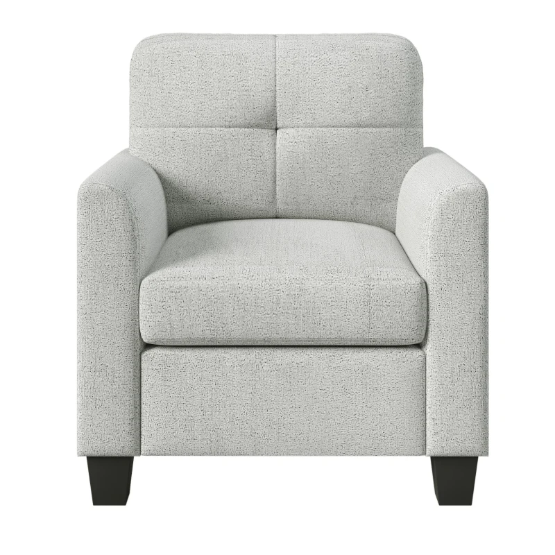 Mid Century Modern Accent Chair with Button Tufted Back and Wood Legs, Cozy Armchair with Removable Wide Backrest, 21.5'' Wide Seat Cushion, 5.5'' Wide Armrest, 32.5" x 28.9" x 36.2", Beige