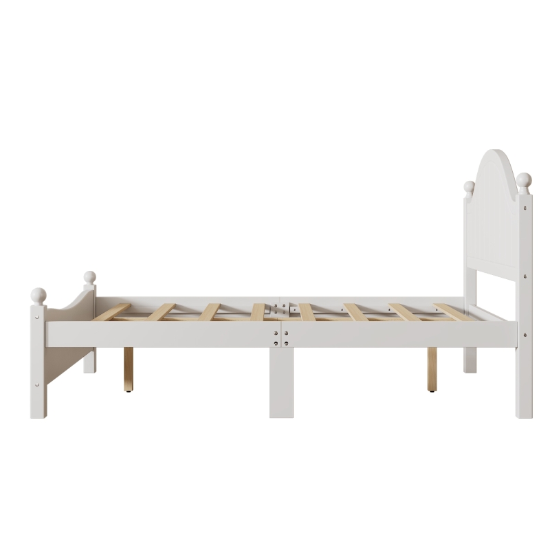 Vinsetto Traditional Queen Size Solid Wood Platform Bed, No Box Spring Needed, 500 lbs Weight Capacity, Easy Assembly, White