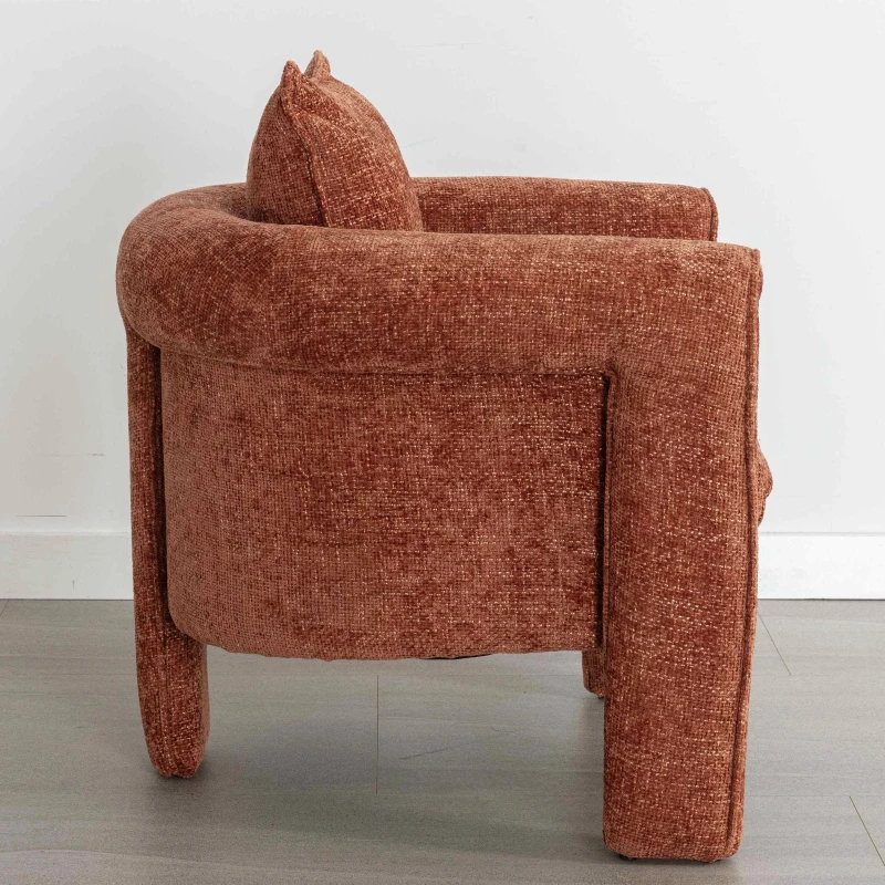 Modern Style Accent Chair, Ergonomic Armrest, Soft Seat, Durable Woven Velvet Fabric, 33.9" L x 31.9" W x 31.5" H, 330 lbs Capacity, Burnt Orange