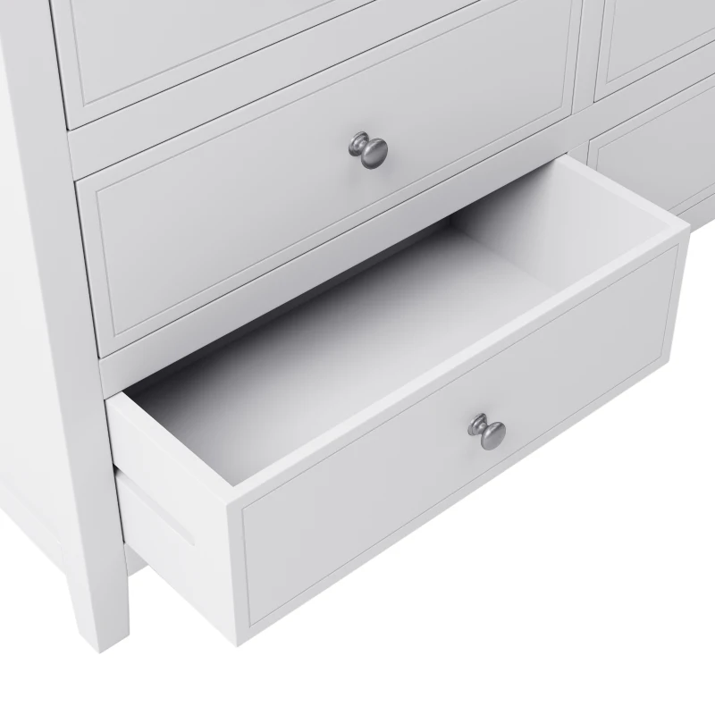 Vinsetto 7-Drawer Solid Wood Dresser with Pine Wood Frame, Metal-Glide Drawers and Safety Stops, 51.38" x 34.45" x 18.7", White