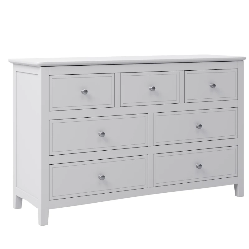 Vinsetto 7-Drawer Solid Wood Dresser with Pine Wood Frame, Metal-Glide Drawers and Safety Stops, 51.38" x 34.45" x 18.7", White