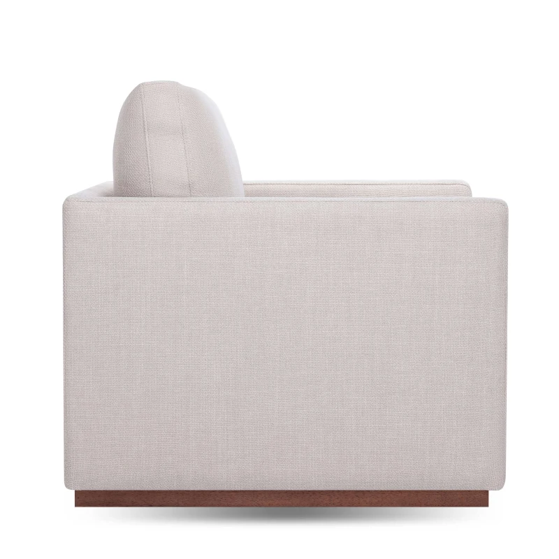 Mid Century Modern Swivel Accent Chair, 360-Degree Rotation, Rubber Wood Base, Linen Upholstery, 33.9" L x 30.3" W x 35" H, Beige