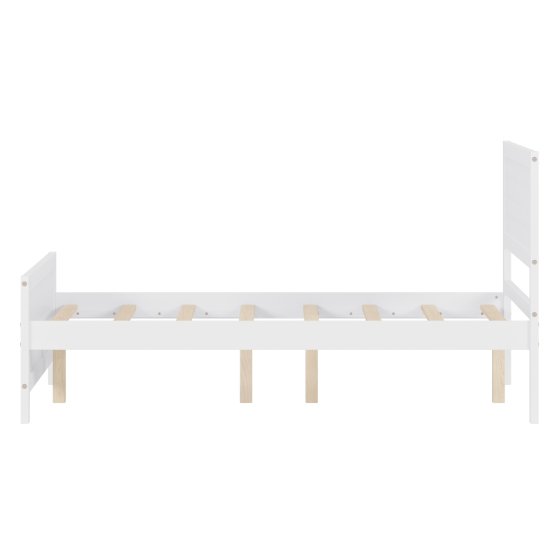 Vinsetto Farmhouse Style Full Size Wood Platform Bed Frame with Headboard, Mattress Foundation with Wood Slat Support, No Box Spring Needed, 450 lbs Capacity, 6.06" Underbed Clearance, White