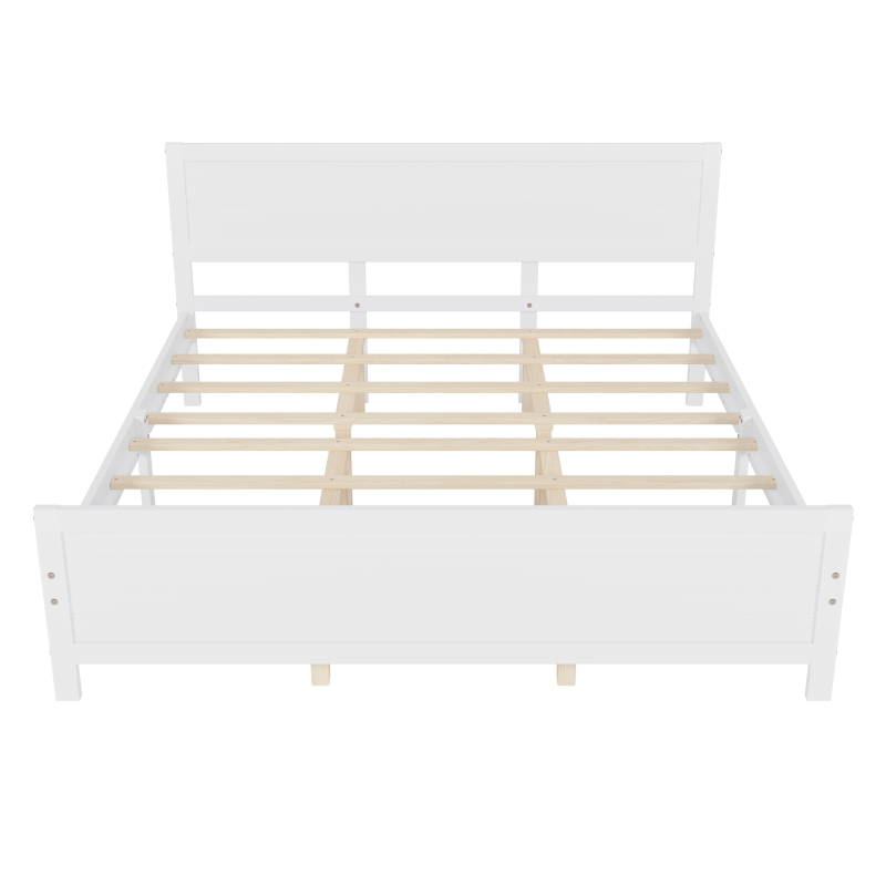 Vinsetto Farmhouse Style King Size Wood Platform Bed Frame with Headboard, Mattress Foundation with Wood Slat Support, No Box Spring Needed, 600 lbs Weight Capacity, 6.06" Underbed Clearance, White